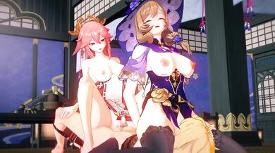 Yae Miko Destroyed by Lisa in Genshin Impact Hentai Animation R34
