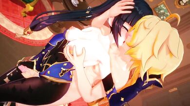 Mona x Aether Destroyed Gushing Choked R34 Genshin Impact Hentai HD Porn Uncensored