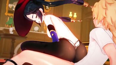 Mona x Aether Destroyed Gushing Choked R34 Genshin Impact Hentai HD Porn Uncensored