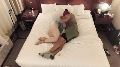 Stepdad caught seducing stepdaughter in T-shirt and no panties on in hotel suite