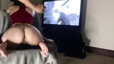 Beautiful Brunette Gamer Girl Gets Destroyed Doggy Style By BBC While Playing Call of Duty Backshots