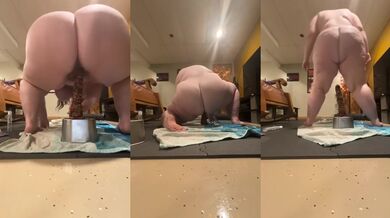 Hungry BBW Destroyed By 11 Inch Extreme Anal Dildo Gushing Choked Big Tits