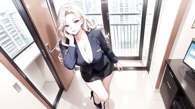 Blonde Secretary Office Meltdown Lazy Under Desk Kneeling Silky Darkblazer Corporate