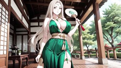 Green Gown Queen on Classical Throne Lazy Elegance Kneeling Pose Teasing You with Plump Curves Liquid Climax