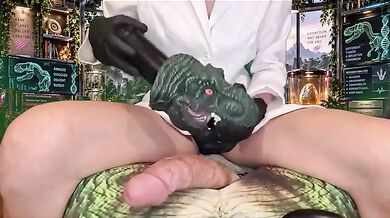 Big Tit Blonde Scientist Uses Toys and Puppets to Extract Dinosaur DNA Cum Sample