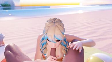 Mercy Gives Sloppy Beach Blowjob Destroyed Gushing Choked