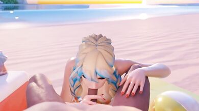 Mercy Gives Sloppy Beach Blowjob Destroyed Gushing Choked
