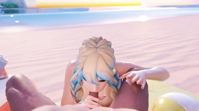 Mercy Gives Sloppy Beach Blowjob Destroyed Gushing Choked