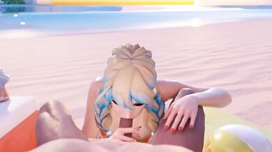 Mercy Gives Sloppy Beach Blowjob Destroyed Gushing Choked