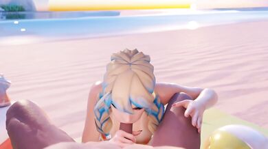 Mercy Gives Sloppy Beach Blowjob Destroyed Gushing Choked
