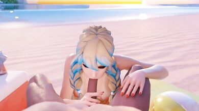 Mercy Gives Sloppy Beach Blowjob Destroyed Gushing Choked
