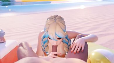 Mercy Gives Sloppy Beach Blowjob Destroyed Gushing Choked