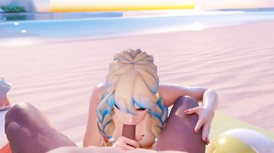 Mercy Gives Sloppy Beach Blowjob Destroyed Gushing Choked