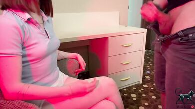 Horny Girl Watching Big Dick Jerk Off Then Cum Dripping All Over Her Legs