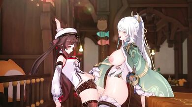 Destroyed Zibai x Hutao Futanari Genshin Impact Hentai Animation Yuri R34