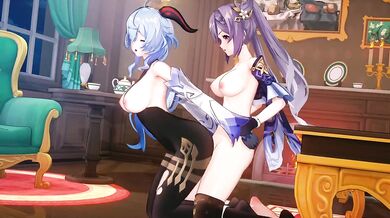 Keqing Destroyed Gushing Choked Futanari Ganyu Genshin Impact Hentai Animation Yuri R34