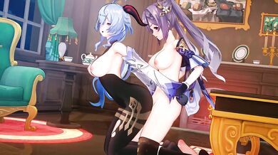 Keqing Destroyed Gushing Choked Futanari Ganyu Genshin Impact Hentai Animation Yuri R34