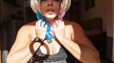 Harley Quinn Cosplay destroys debtor with sloppy deepthroat and huge facial cumshot