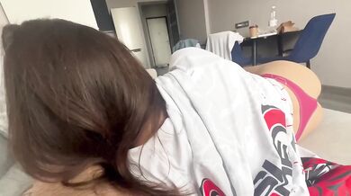 Hot fuck with a beautiful girl all over the apartment and a beautiful view