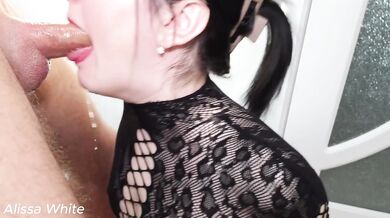 Amateur Brunette Teen Deep Throat With Cum In Throat And Big Dick Handjob Sloppy Wet Mouth