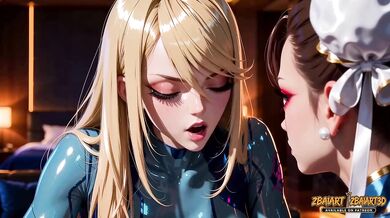 Samus Aran and Chun Li Destroyed Gushing Choked Penthouse Rematch Lesbian Cartoon
