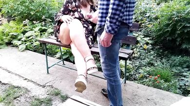 Cumshot On Bare Feet With Chubby Big Ass BBW MILF Stepmom Public Outdoor