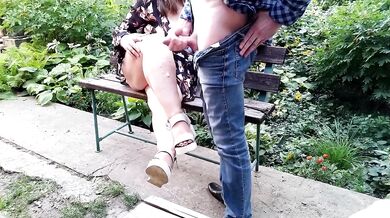 Cumshot On Bare Feet With Chubby Big Ass BBW MILF Stepmom Public Outdoor