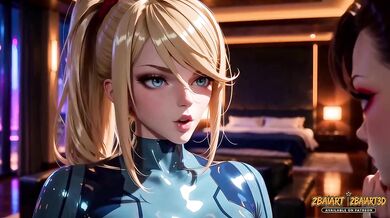Samus Aran and Chun Li Tease and Strip Topless in a Penthouse Rematch