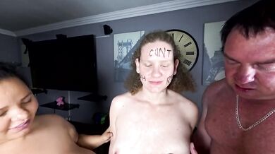 Blonde Destroyed by Big Tits BBW Face Fucking Deep Throat Humiliation