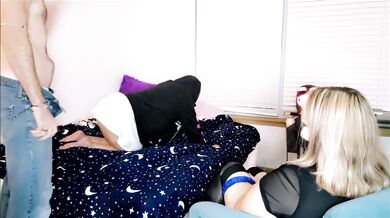 Florence Sky Destroyed In Cuck Chair For Maia Ripley FFM Threesome Gushing Choked