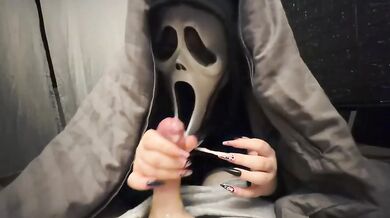 Ghostface Girl Under Blanket Ruthlessly Handjob Jerked Me Off Long Nails Halloween