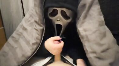 Ghostface Girl Under Blanket Ruthlessly Handjob Jerked Me Off Long Nails Halloween