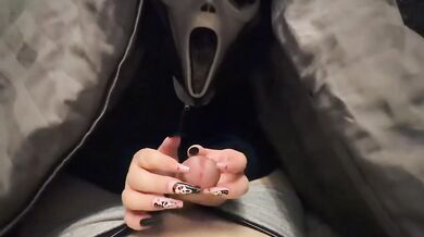 Ghostface Girl Under Blanket Ruthlessly Handjob Jerked Me Off Long Nails Halloween