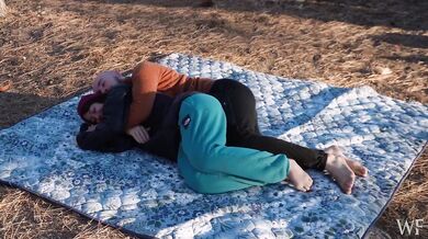 Real Couple Destroyed Together at Sunrise Outdoors Hairy Pussy Hand Job