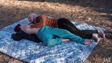 Real Couple Destroyed Together at Sunrise Outdoors Hairy Pussy Hand Job