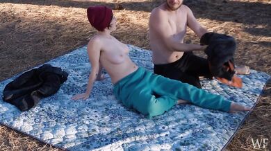 Real Couple Destroyed Together at Sunrise Outdoors Hairy Pussy Hand Job