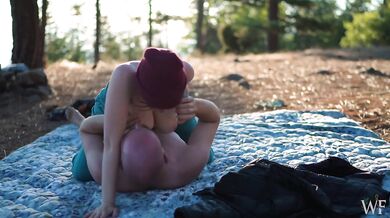Real Couple Destroyed Together at Sunrise Outdoors Hairy Pussy Hand Job