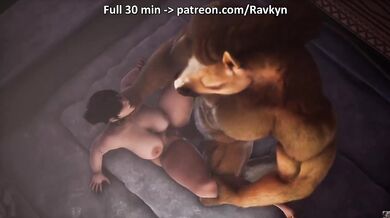 Anthro Furry Monster Cock Destroys Curvy MILF in Shower Cumshot