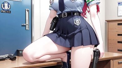 Redhead Cop Office Uniform Destroyed Gushing Choked Elevator Squeeze Tight Shirt Stockings Fit Body Kneeling Lazy Sitting Cold Beauty
