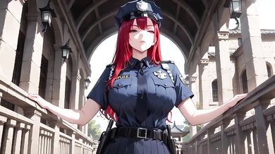 Redhead Cop Office Uniform Destroyed Gushing Choked Elevator Squeeze Tight Shirt Stockings Fit Body Kneeling Lazy Sitting Cold Beauty