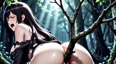 Brunette Forest Fuckers Destroyed By Tentacles And Gushing Creamy Monster