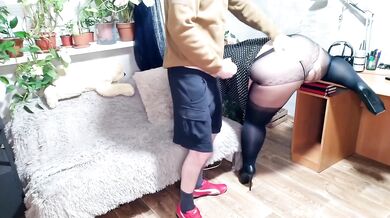 Your Chubby Stepmom Masturbates in Pantyhose Until Cum Drips on Her Big Ass