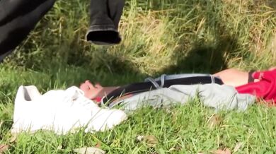 Outdoor Public Wild Quickie Caught Getting Away With Huge Cumshot Load