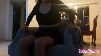 Horny Latina POV Amateur Destroys Big Ass in Miniskirt Stockings HD
