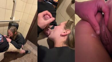 Sneaky Wife Destroyed in Public Restroom Riding Big Dick While Almost Caught