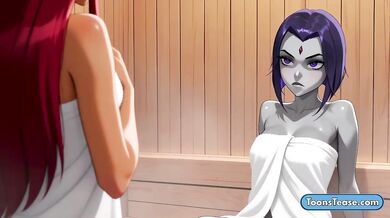 Raven Cosplay Destroys Starfire Begging Gushing Lesbian Cartoon