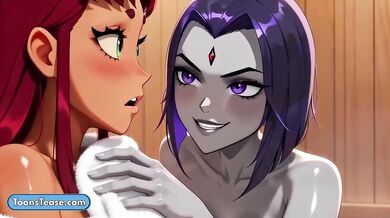 Raven Cosplay Destroys Starfire Begging Gushing Lesbian Cartoon
