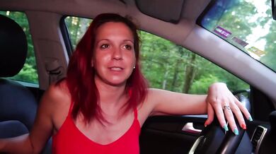 Red Haired Girl Fingering Orgasm Solo Dildo Riding In Car With Big Tits Destroyed