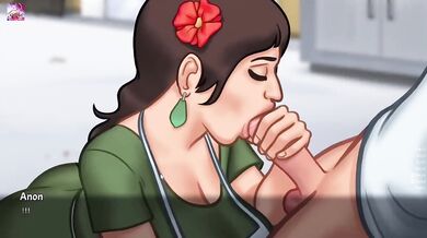 Tony's Wife Maria Gives Anon a Public Blowjob at the Pizza Shop During Gameplay