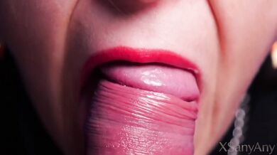Extreme Macro Blowjob ASMR Bridle Licks Slow Sucking Explosive Cumshot